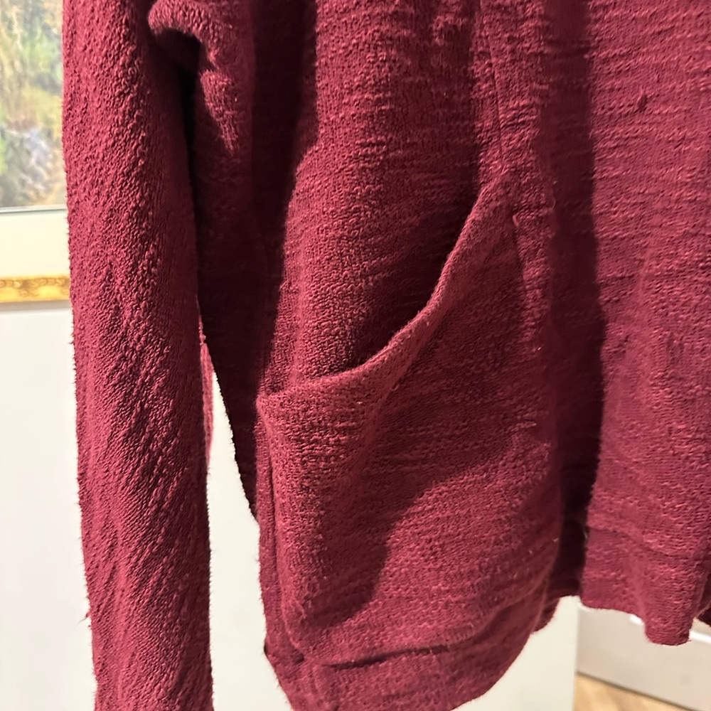 Cozy Burgundy Organic Cotton Slub Sweater - Picture 2 of 9